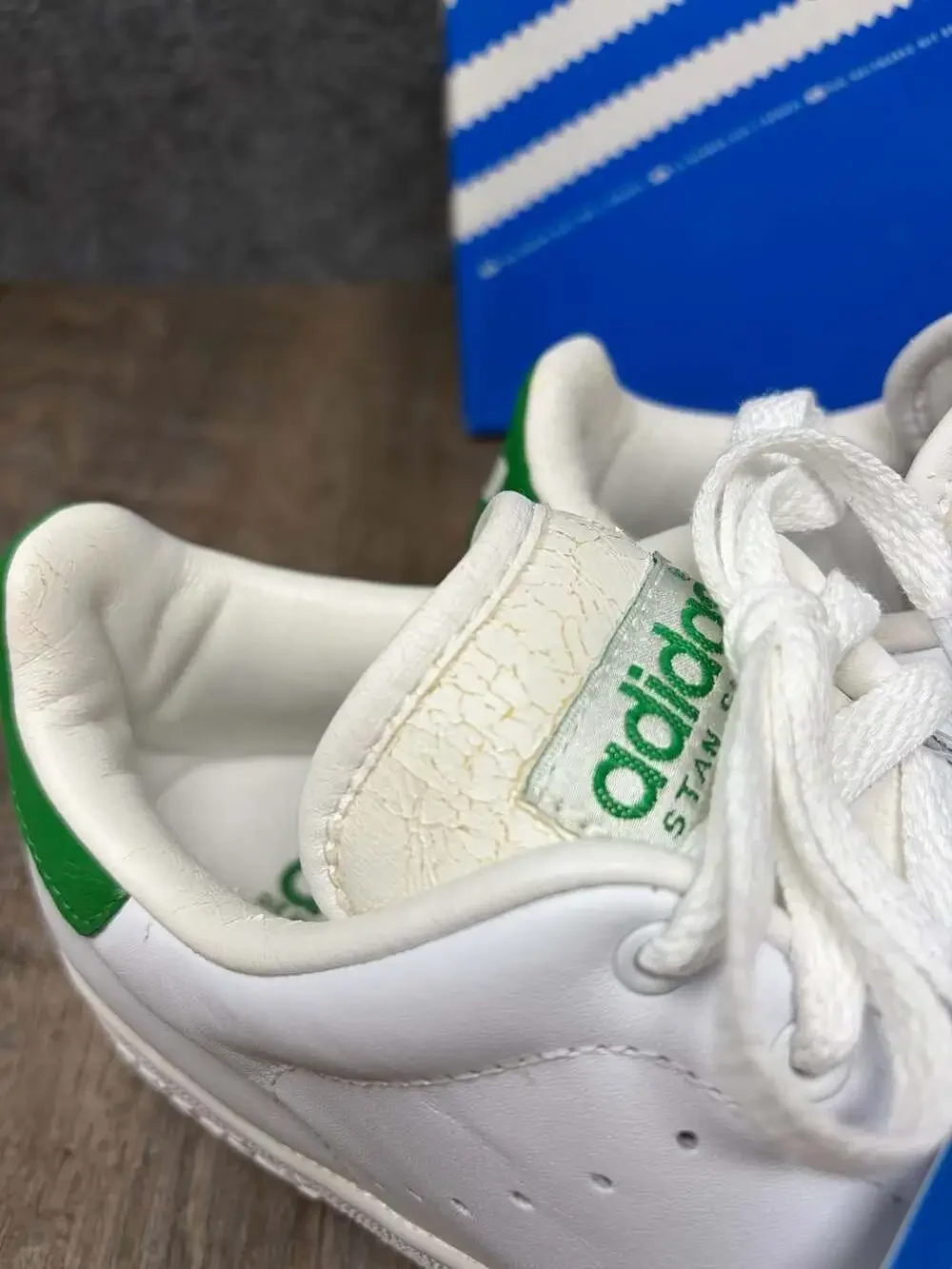 Adidas Stan Smith Womens 7.5 Youth 6 White Green Leather Sneakers NIB READ